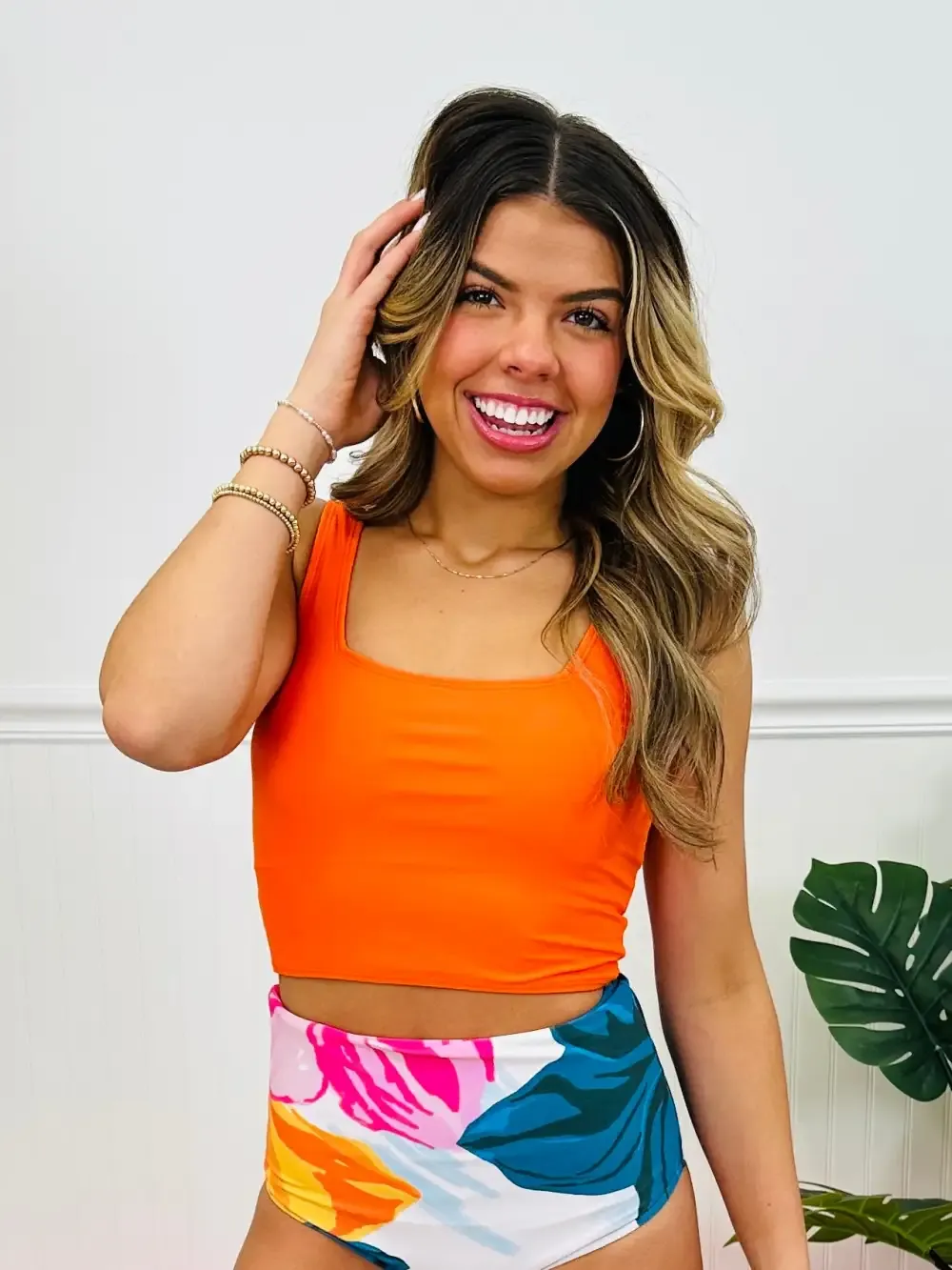 The Olivia Swim Top in Orange