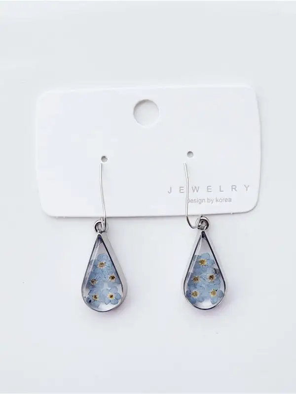Blue Floral Water Drop Earrings