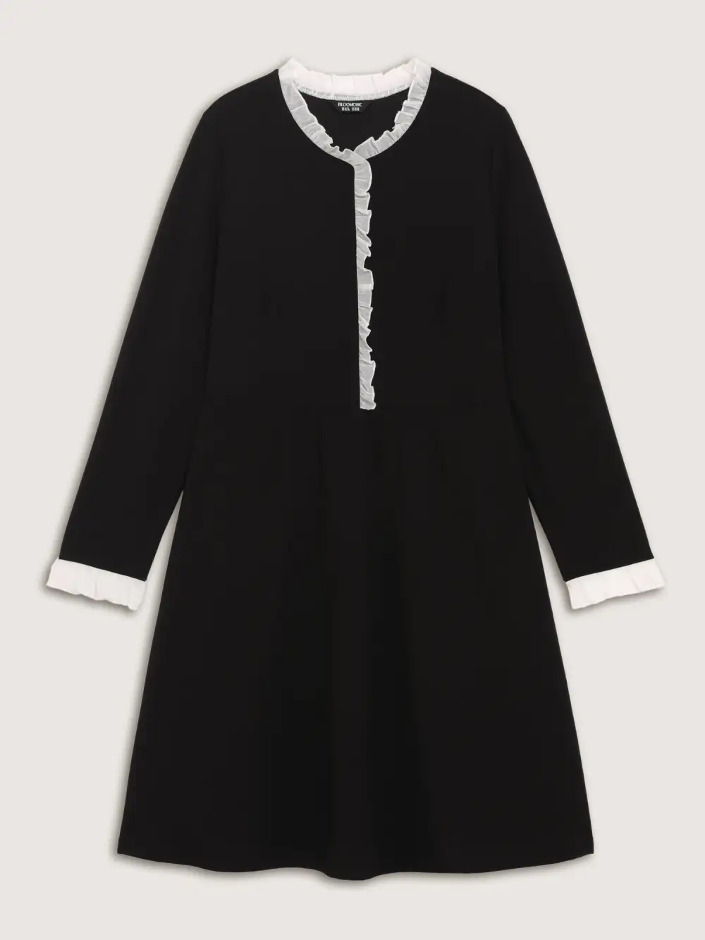 Color Contrast Ruffled Midi Dress