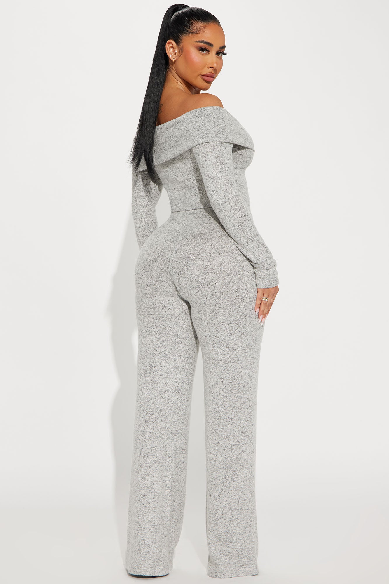 Jamie Brushed Knit Pant Set - Heather Grey
