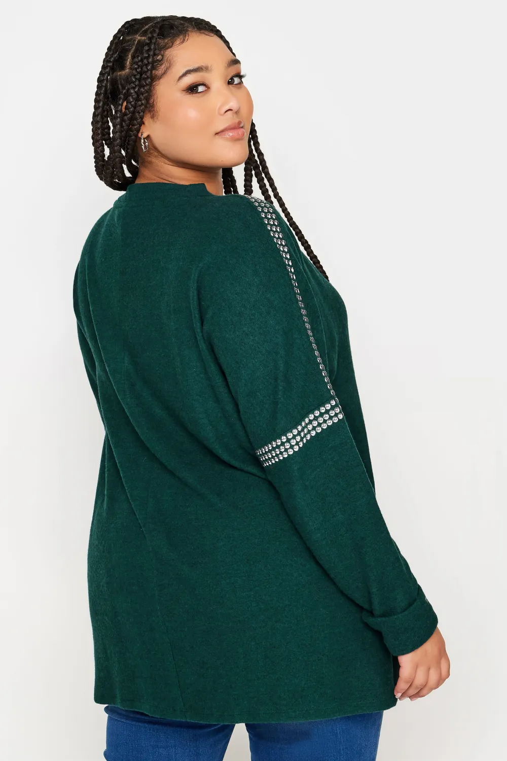 YOURS Curve Light Pink Stud Batwing Sleeve Jumper
