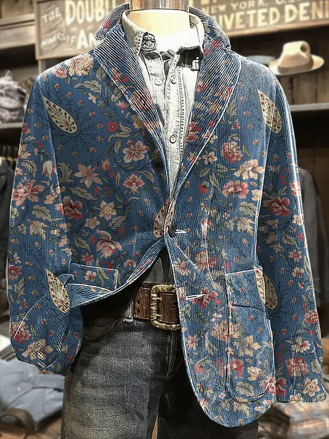 Men's Vintage Paisley Art Print Casual Jacket