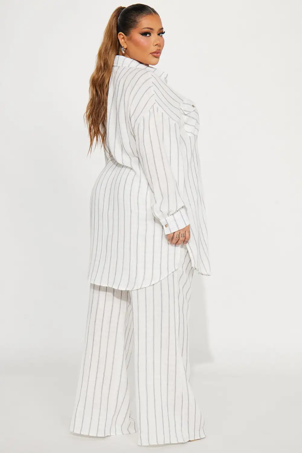 The Perfect Striped Pant Set - White/combo