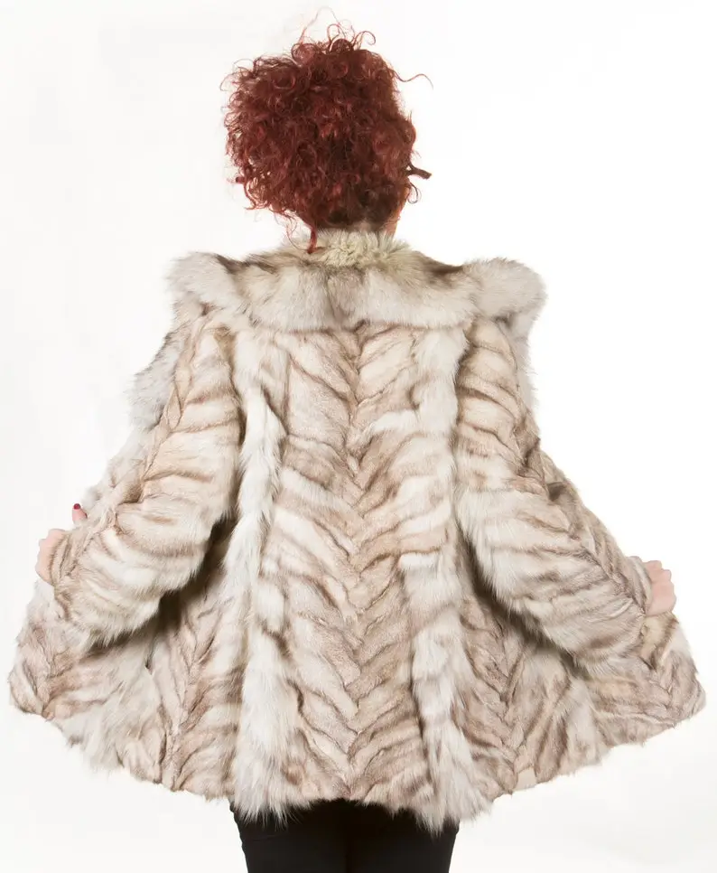 Silver Blue Paws Fox Fur Coat Fox Collar Full Length