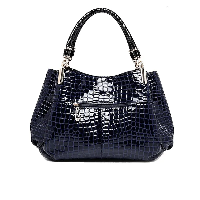 Women's Satchel Top Handle Bag PU Leather Formal Office & Career Crocodile Black Dark Red Dark Blue
