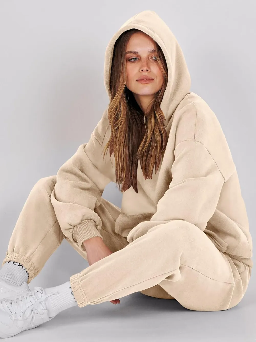 (Clearance Sale $1.99⚡) 2024 Women's Fall Oversized Casual Hoodie Two Piece Sweatshirt Jogging Pants Sweatshirt Set