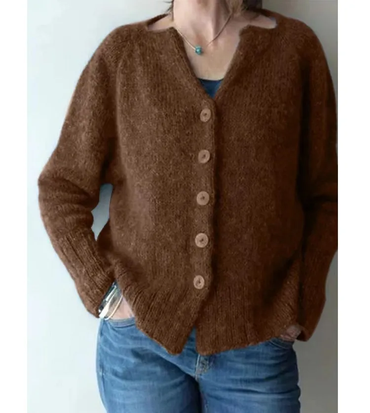 Casual Single Breasted V-Neck Sweater
