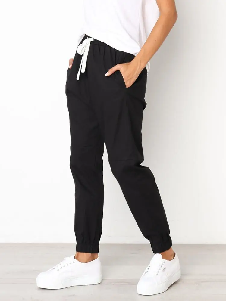 Drawstring Elastic Waist Pockets Jogger Pants