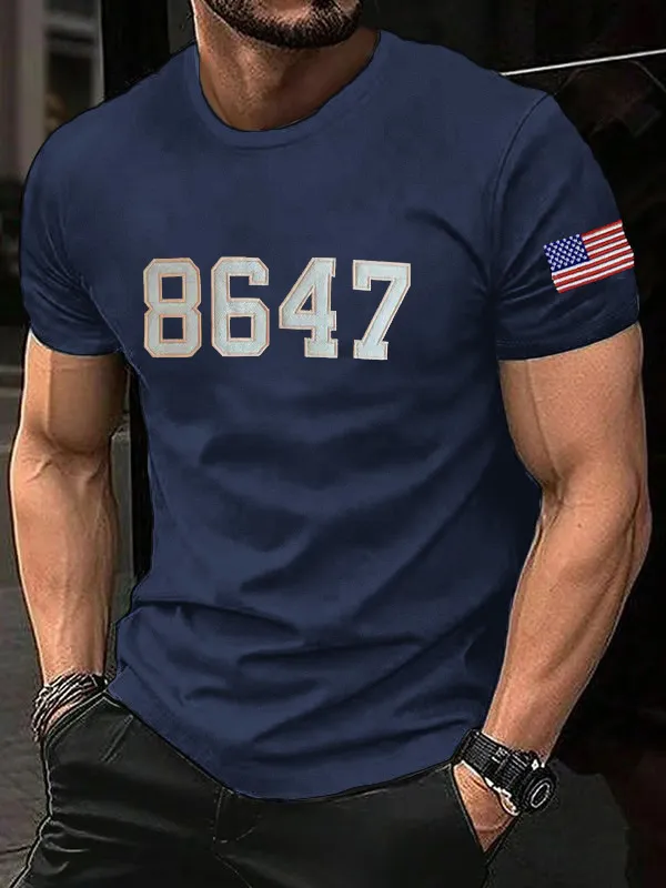 Men'S T-Shirt Men'S Vintage Print Casual T-Shirt 8467 Printed Cotton Short Sleeve