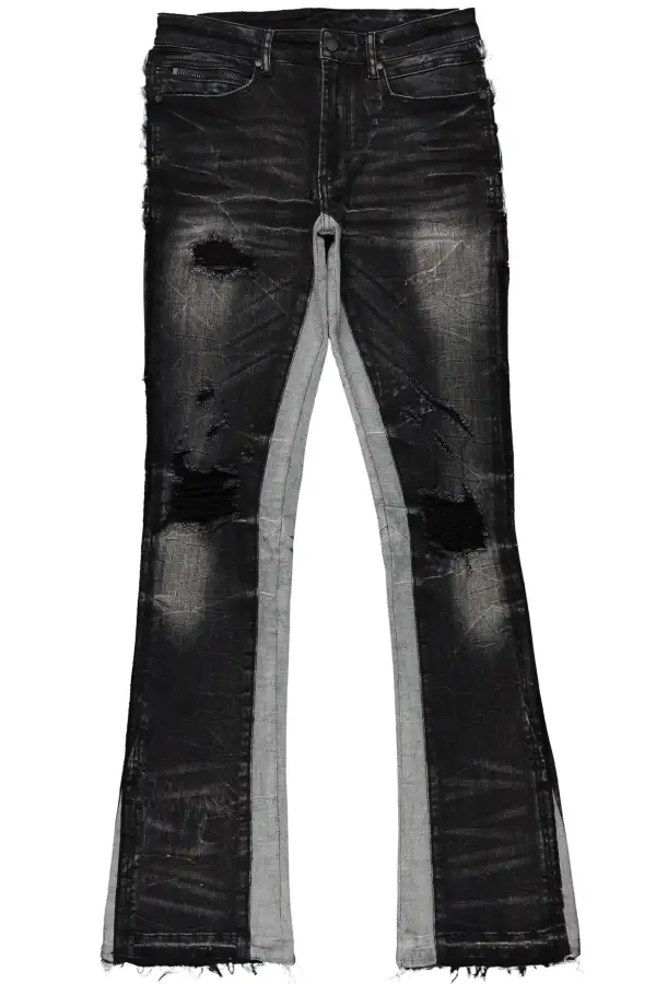 Eugene Stacked Flare Jean-Black