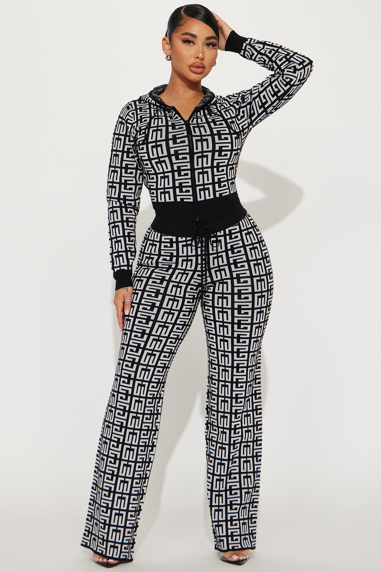 Got A Crush 3 Piece Pant Set - Black/White