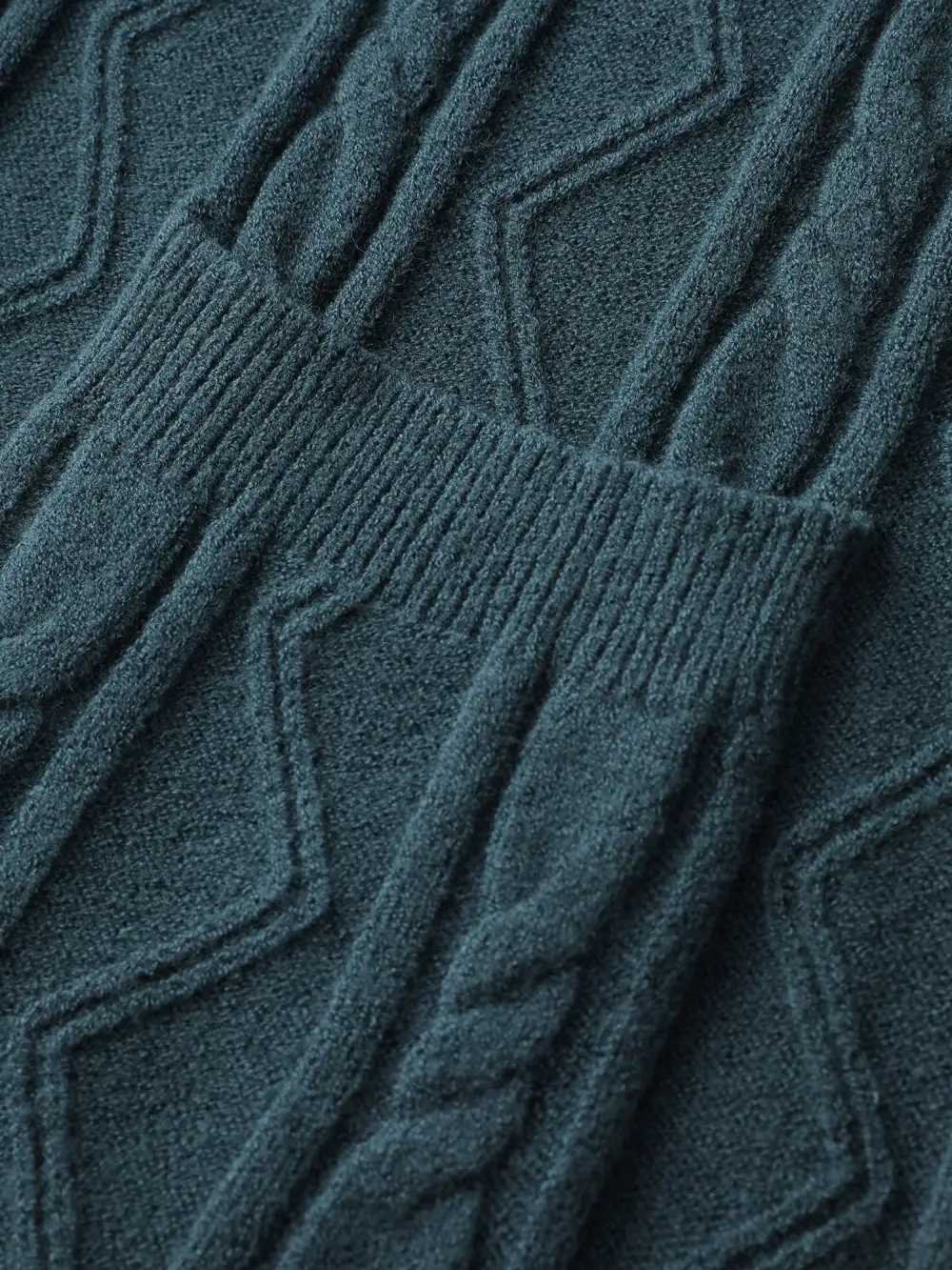 Cable Knit Pockets Shawl Collar Knit Cardigan