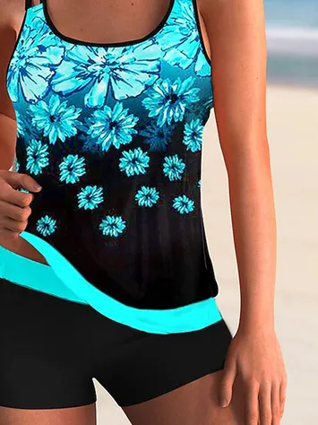 Floral Vacation Scoop Neck Tankini