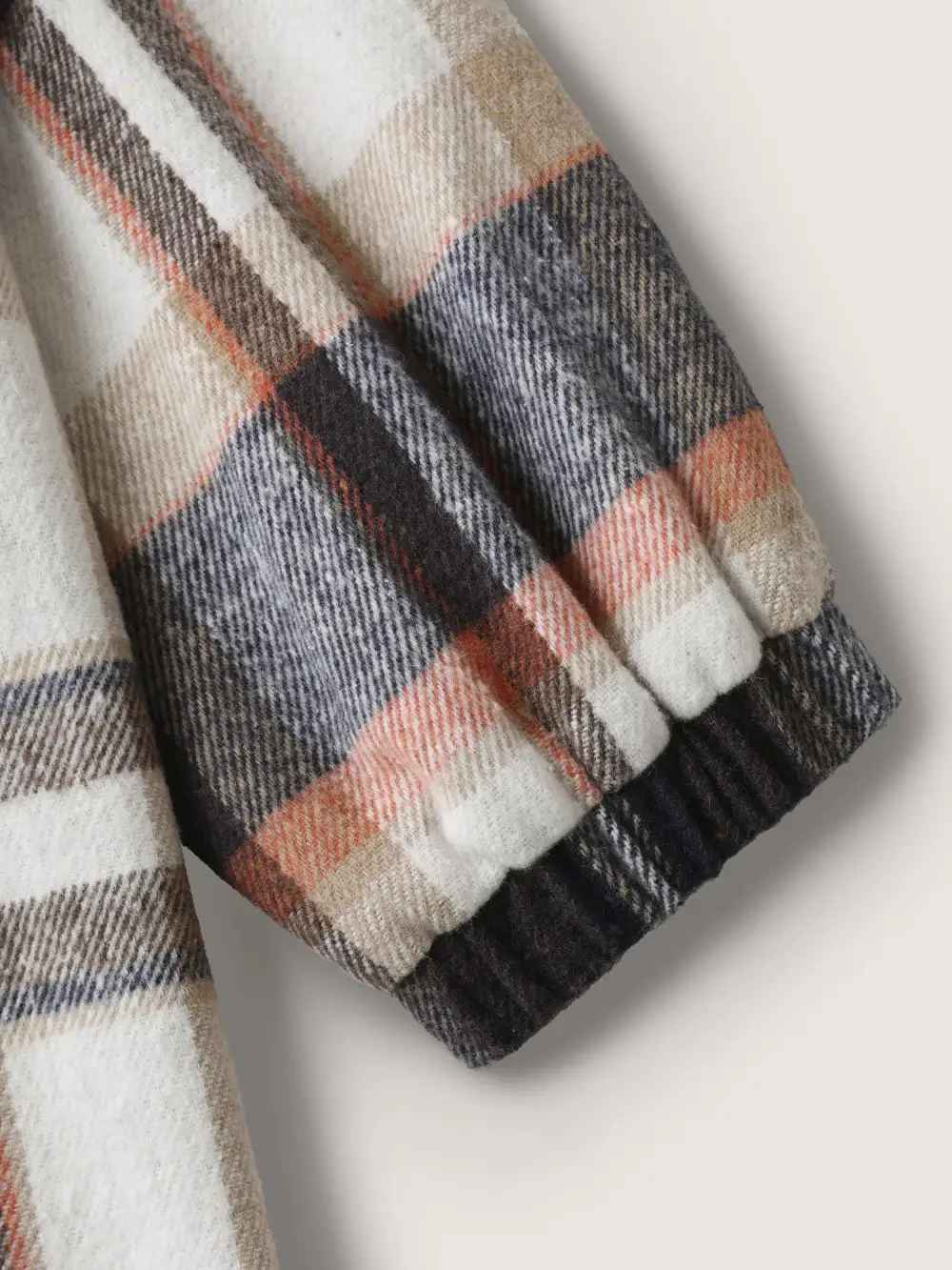 Plaid Print Textured Hooded Jacket