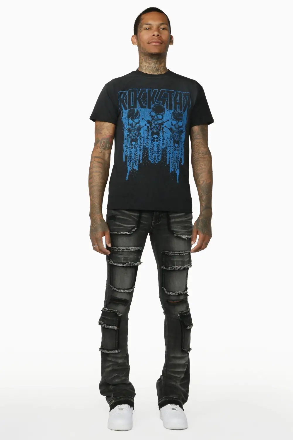 Tyrell Grey Stacked Flare Cargo Jean