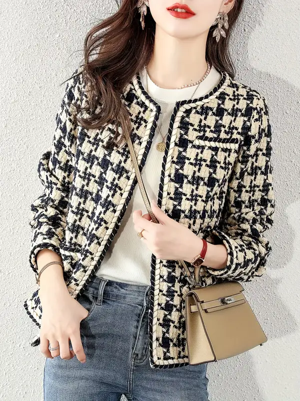 Print Open Front Coat Chic Fall Winter Womens Fashion