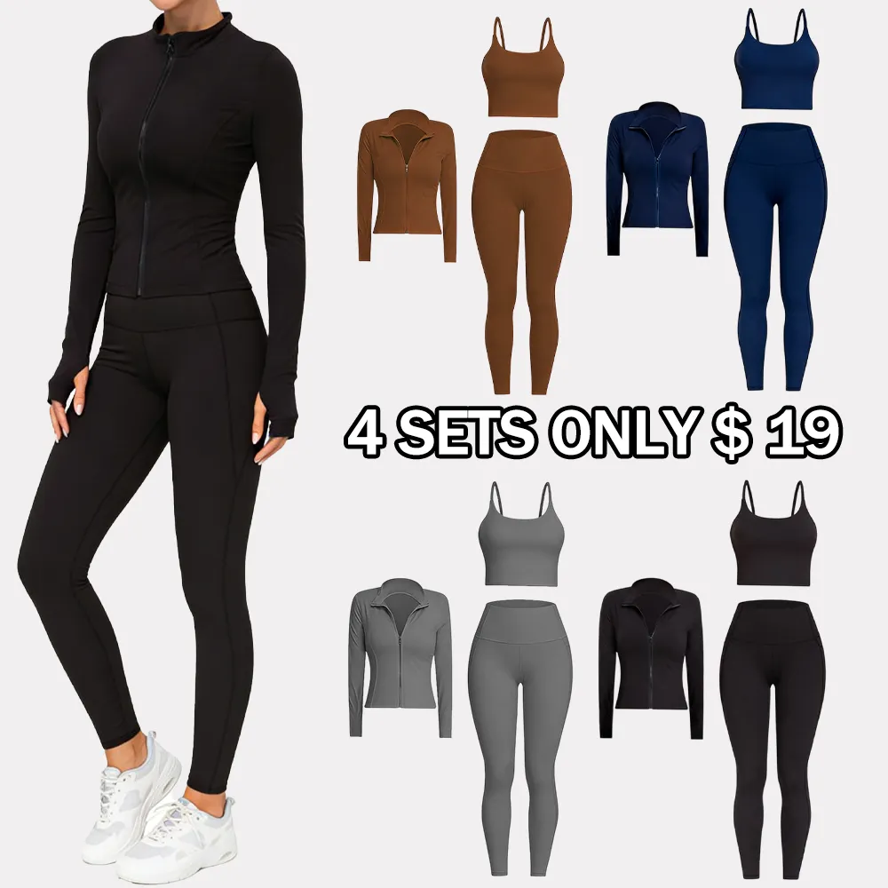 3 Piece Workout Set - Sports Bra+Leggings+Jacket