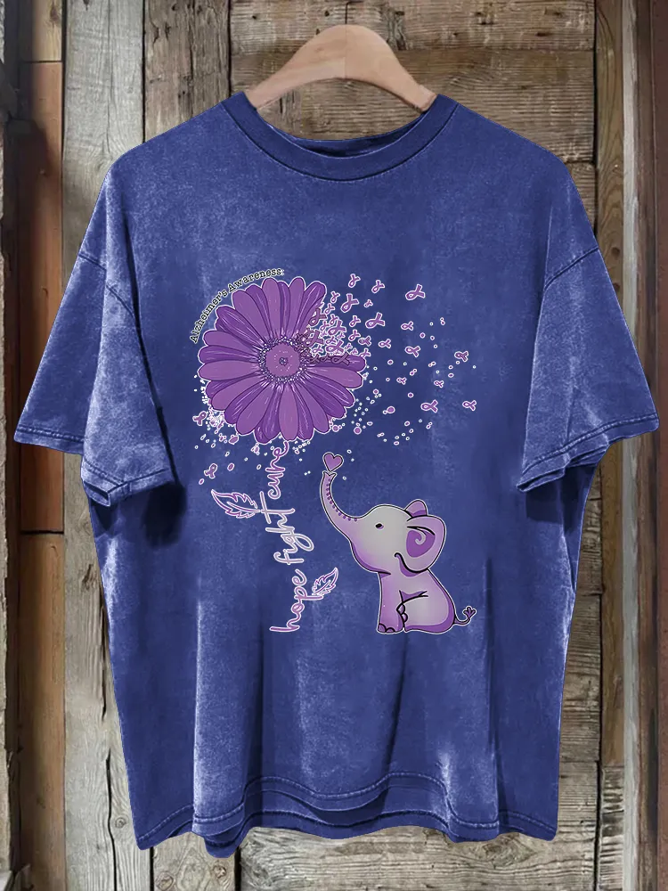 Men'S Alzheimer'S Awareness Letter Pattern Printed T-Shirt