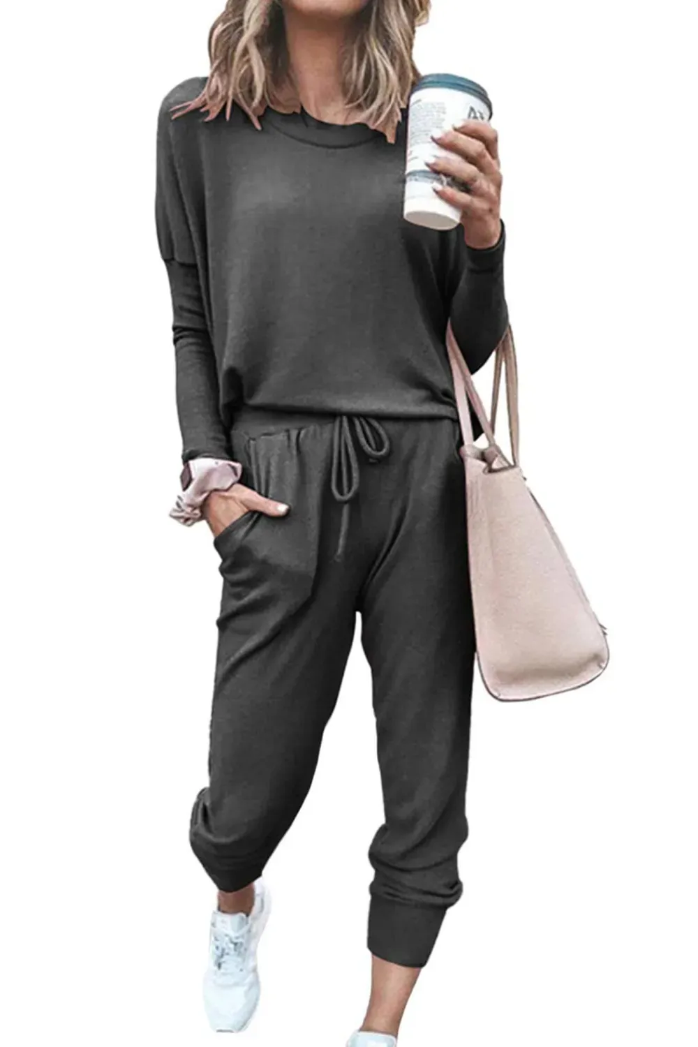 2025 Hot Sale Women's Fall Crewneck Pullover Tops And High Waisted Pants Lounge Set