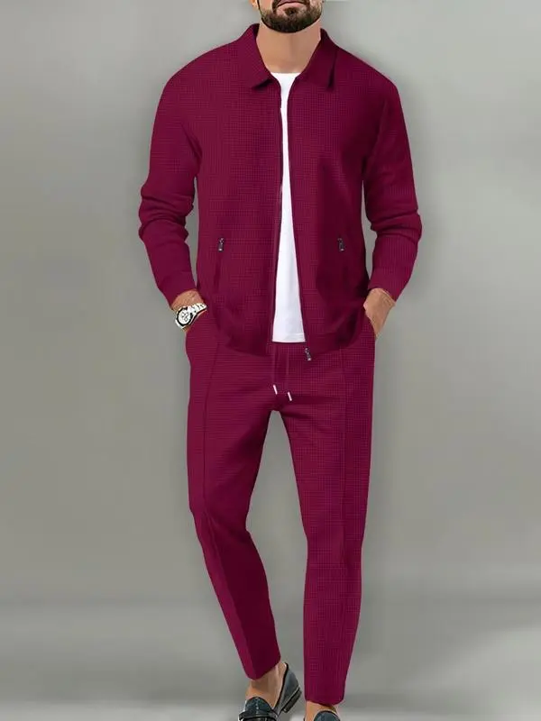 Men's 2-Piece Tracksuit – Zip Jacket & Drawstring Pants, Athletic & Casual Wear