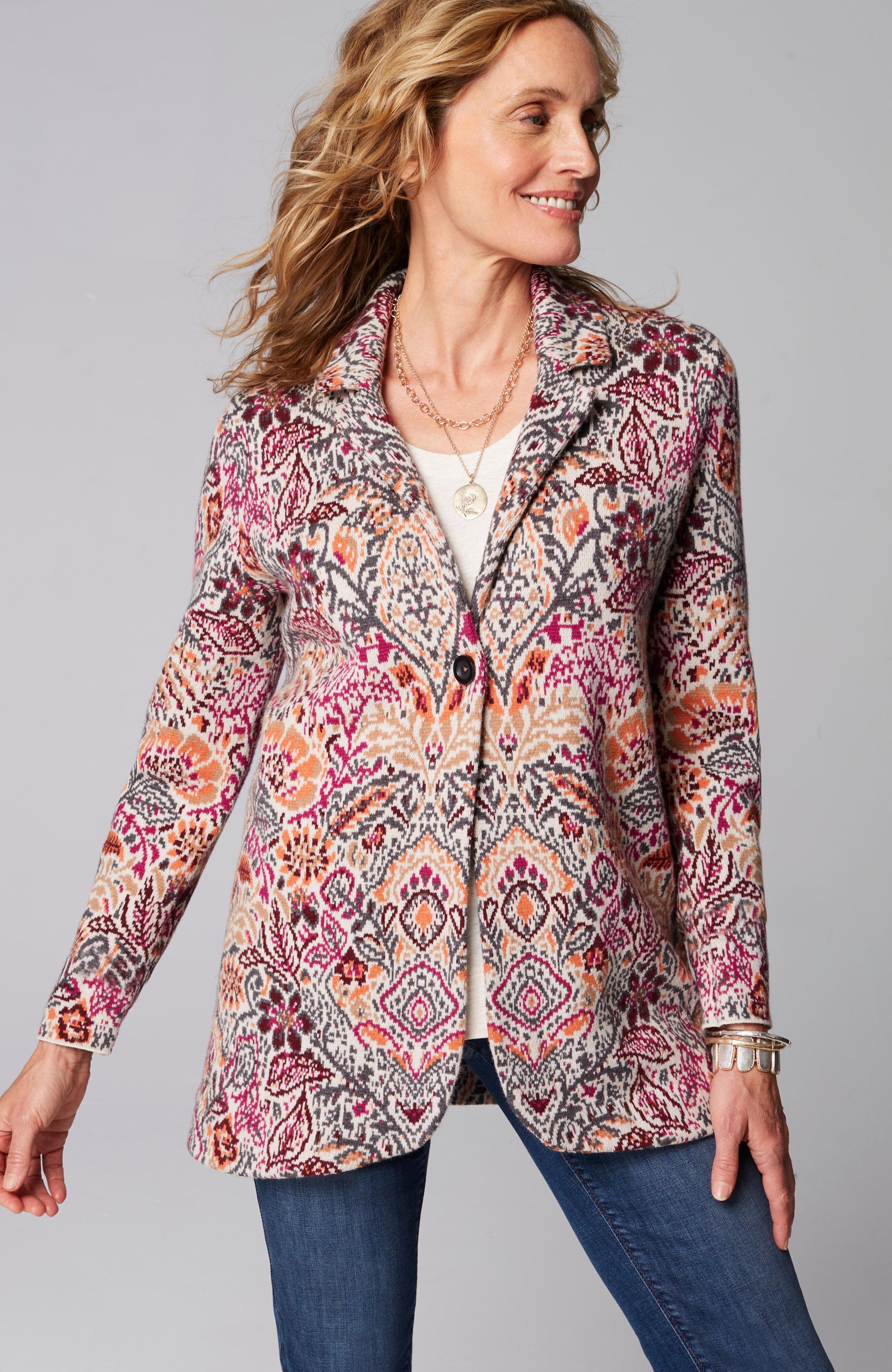 Jacquard Sweater Blazer
