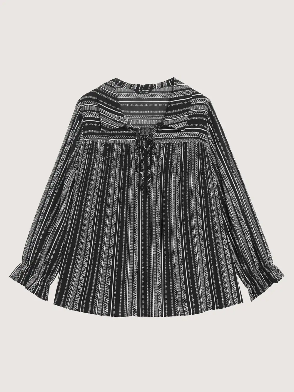Stripe Print Semi Sheer Pleated Blouse