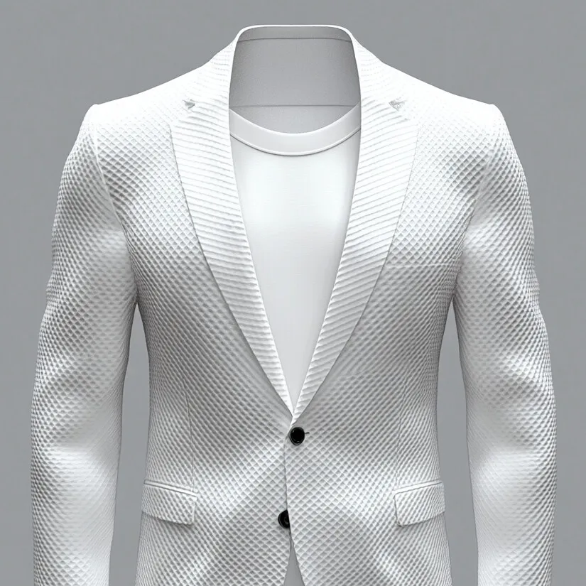 Men's Long Sleeve Two Button Notched Lapel Textured Blazer