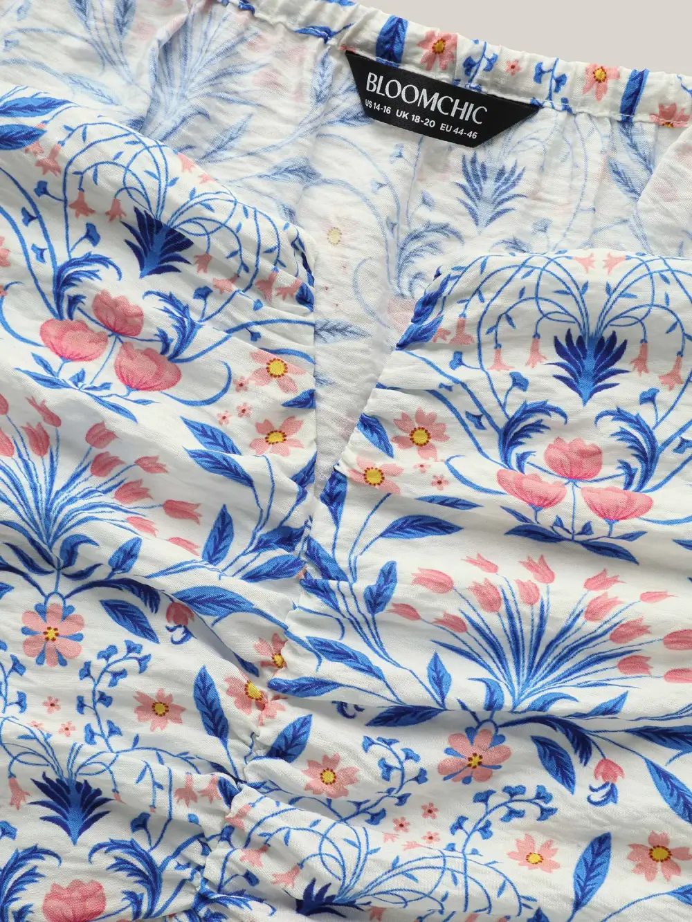 Floral Print Ruched Bodice Blouse