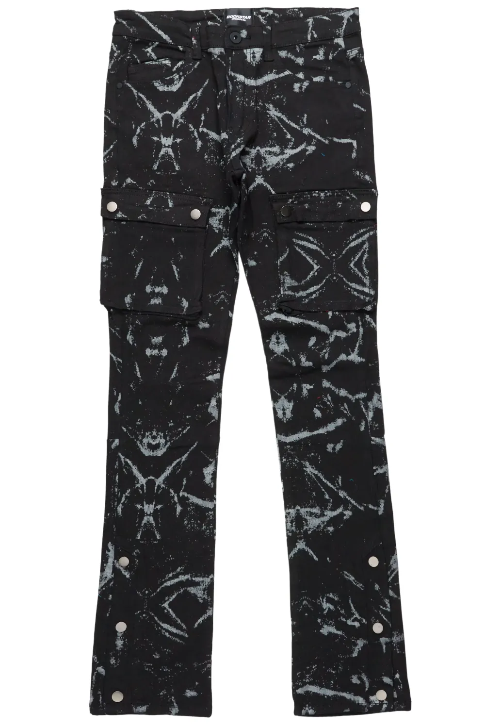 Waage Marble Black Cargo Stacked Flare Jean