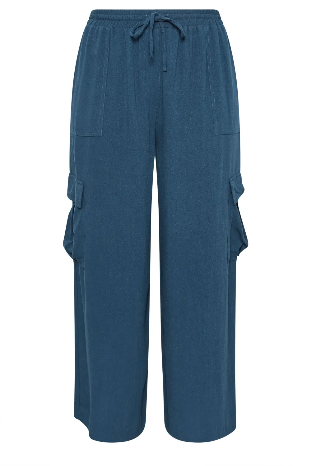 YOURS Curve Khaki Green Linen Look Cargo Trousers
