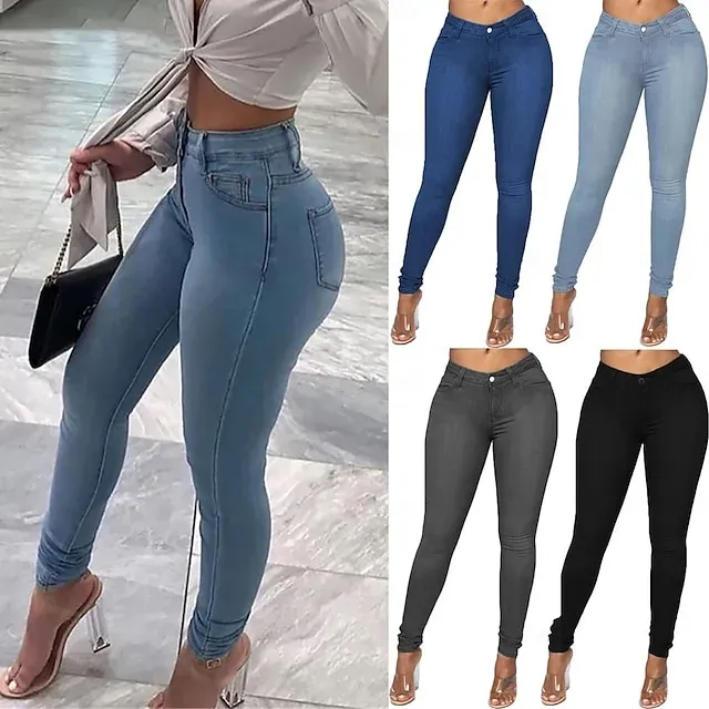 Women's Slacks Tights Cozy Leggings Tights Athletic Full Length Natural Plain Comfy Butt Lift Tummy Control Yoga Casual Daily Black Dark Blue Gray Light Blue Spring Fall Skinny