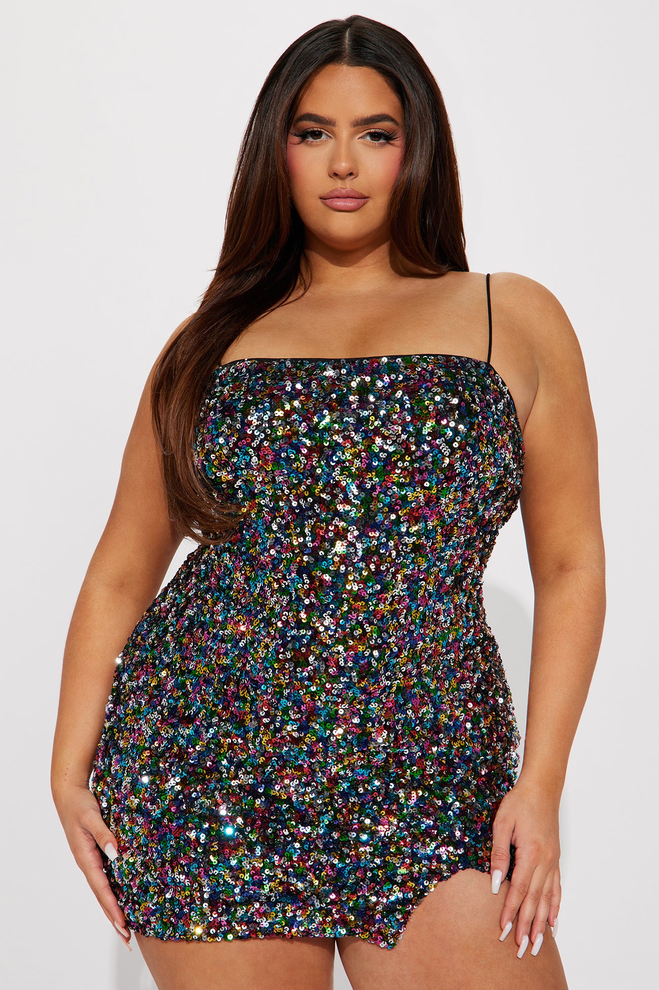 Poppy Sequin Mini Dress - Black/combo