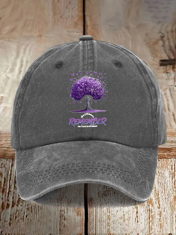 Alzheimer'S Awareness End Alzheimer Remember For Those Who Cannt Butterfly Printed Baseball Cap