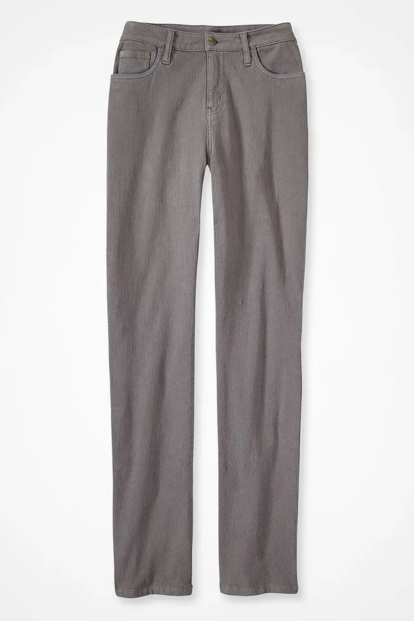 Knit Denim High Rise Straight-Leg Jeans