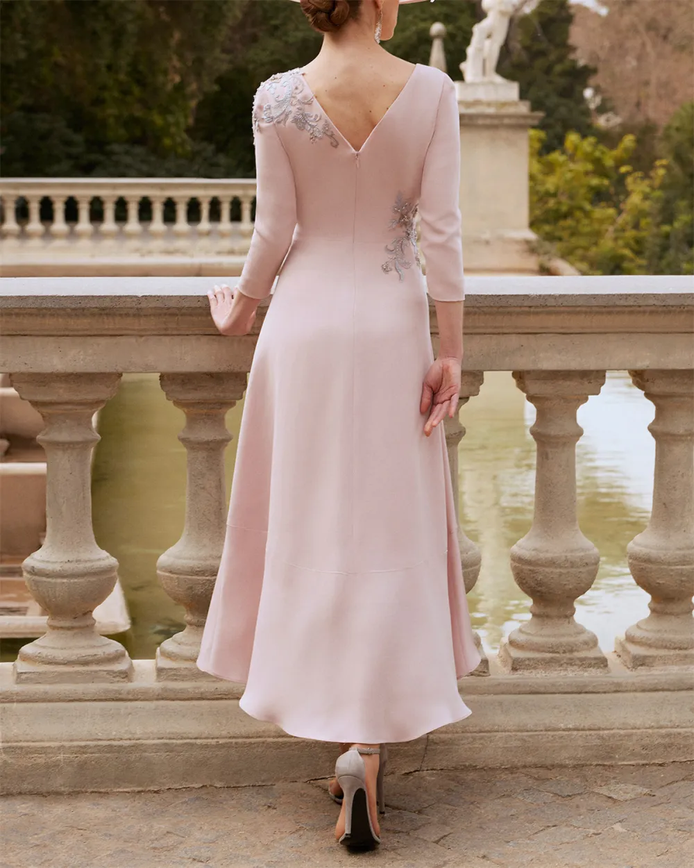 Women's Colid Color Embroidery Dress