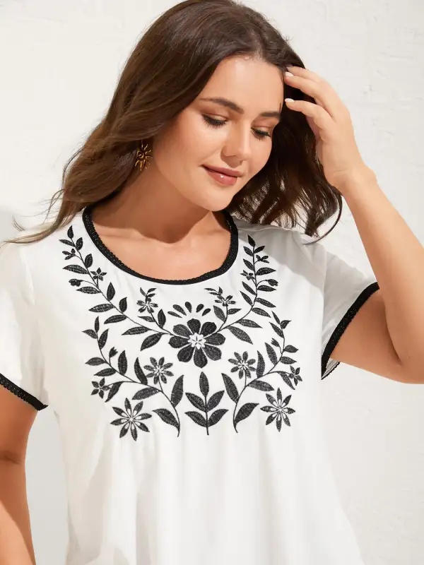 Supersoft Floral Embroidered T-Shirt