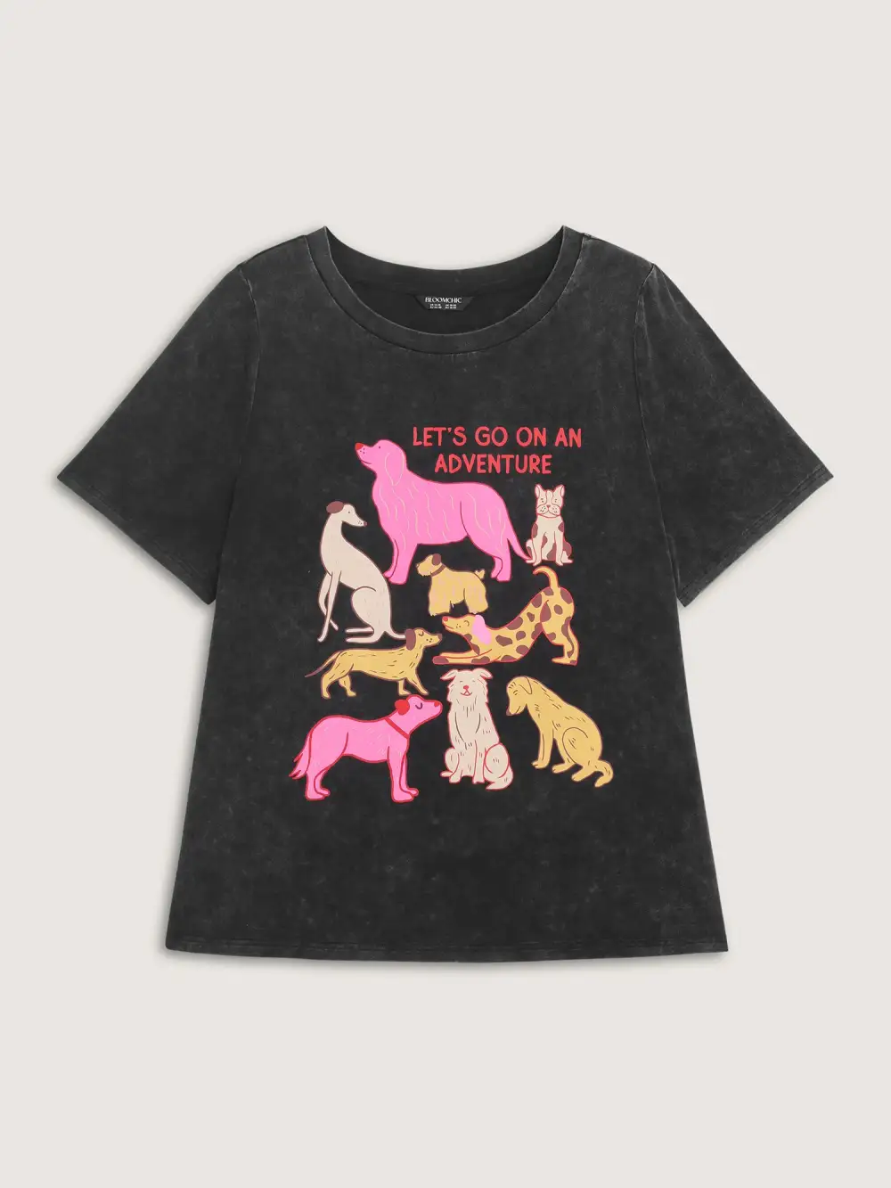 Dogs Print Snow-Wash T-Shirt
