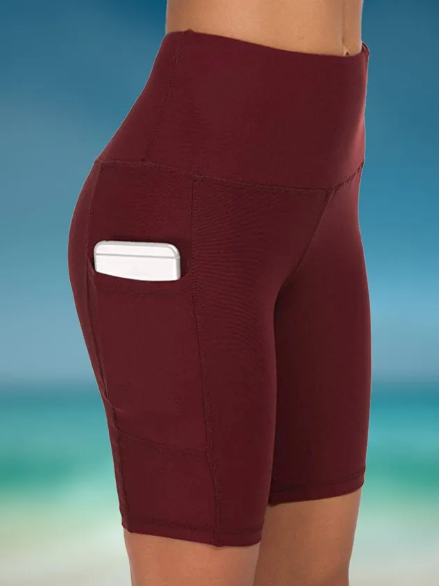 Casual Plain Pocket Stitching Bikini Bottom