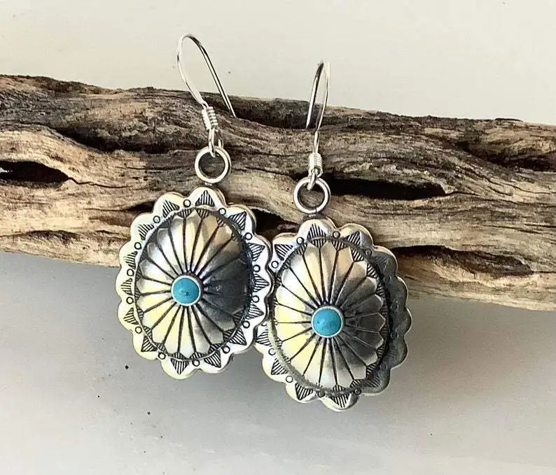 Turquoise Western Celtic Totem Water Drop Turquoise Earrings