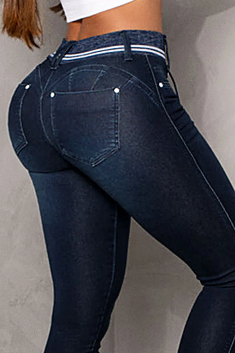 6 Packs Double Button Drawstring Capris Jeans