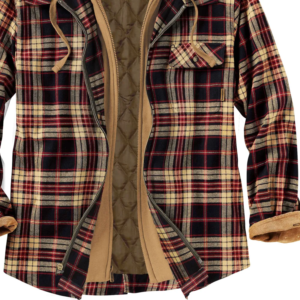 Men's Autumn & Winter Outdoor Casual Checked Hooded Jacket