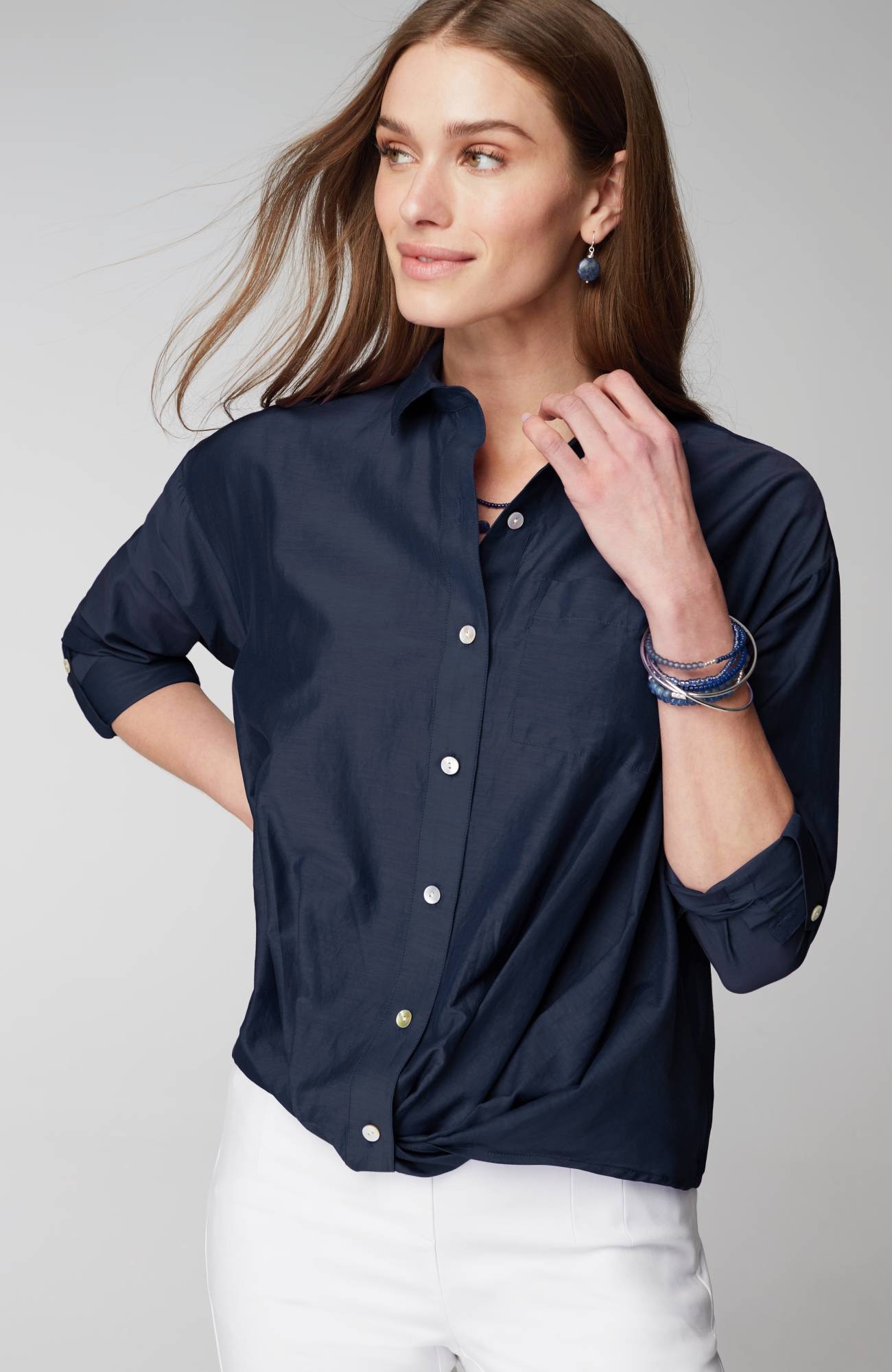 Cotton-Silk Twist-Front Top