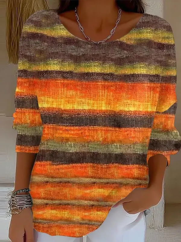 Women's Retro Autumn Print Sweater