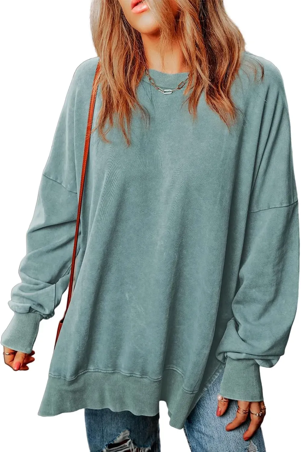 ✨Womens Casual Long Sleeve Crewneck Lightweight Pullover Tops