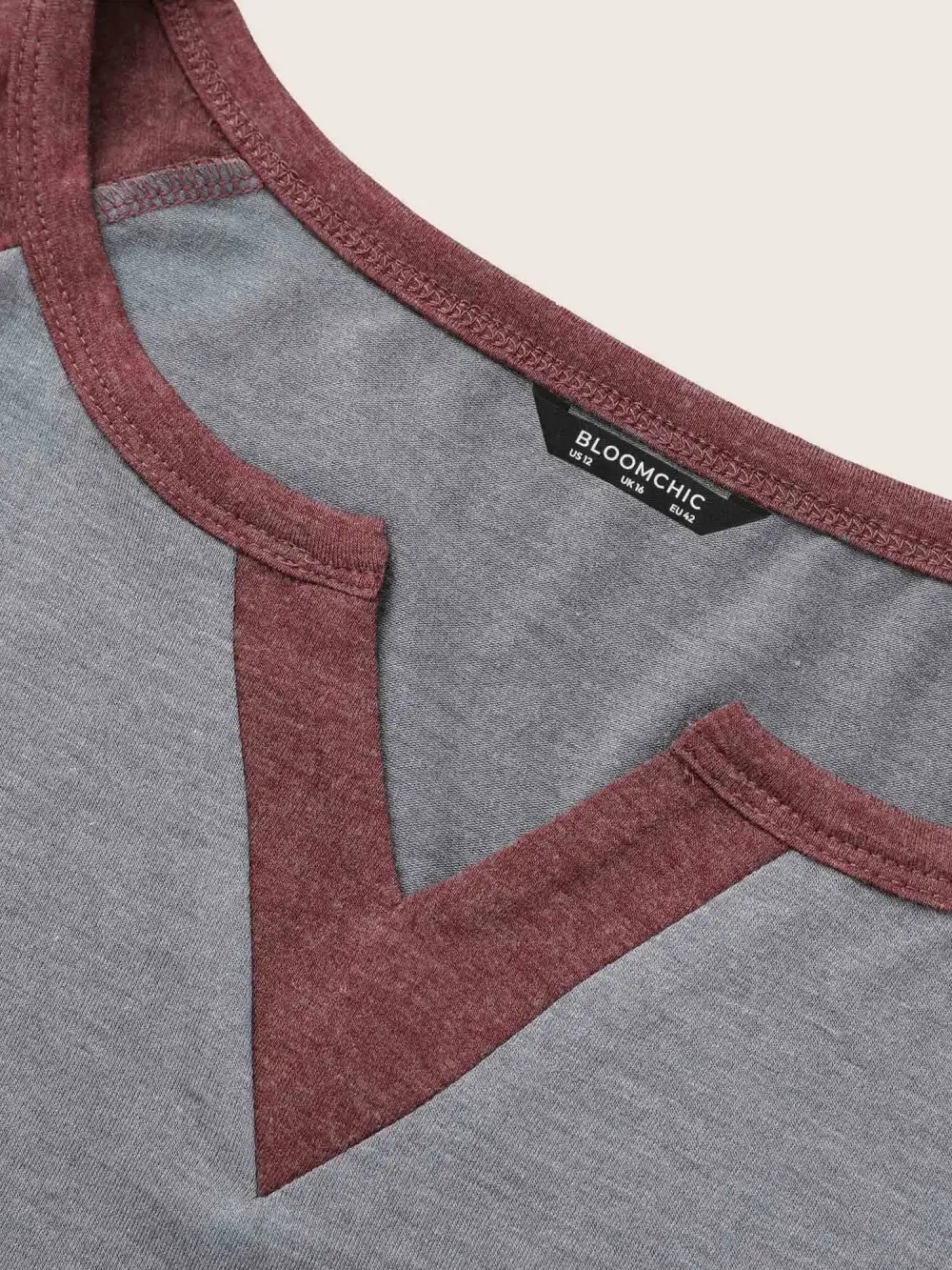 Colorblock Contrast Notched Raglan Sleeve T-Shirt