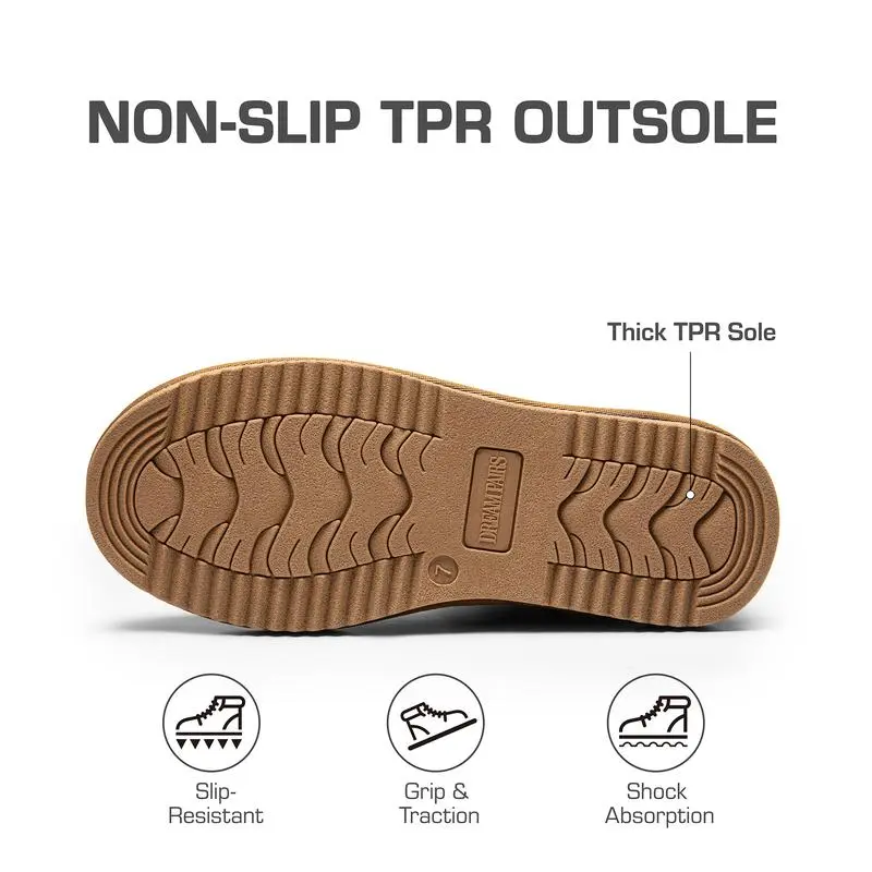 Women's Ankle Winter Mini Boots: Genuine Suede, Faux Fur Lining, Water Resistant, Warm, Slip On, Memory Foam, Fuzzy Classic