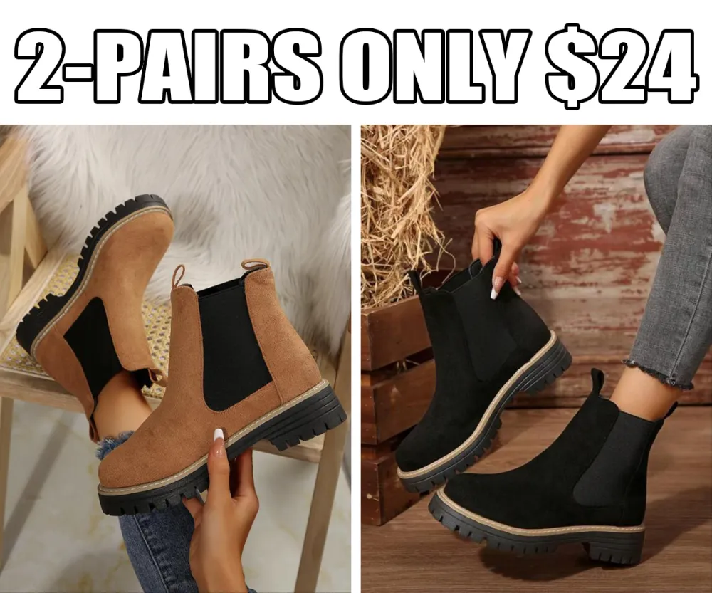 Chunky Sole Chelsea Boots for Women, Trendy High Heel Ankle Boots