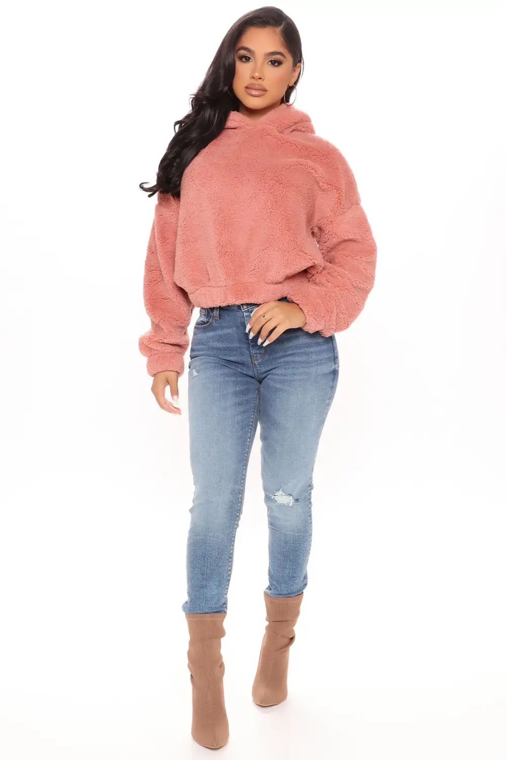 Your Favorite Teddy Bear Pullover Jacket - Mauve