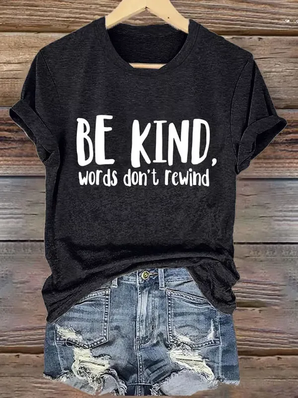 Women'S T-Shirt Retro Bullying Prevention Awareness Unity Day Be Kind Words Don'T Rewind Print T-Shirt