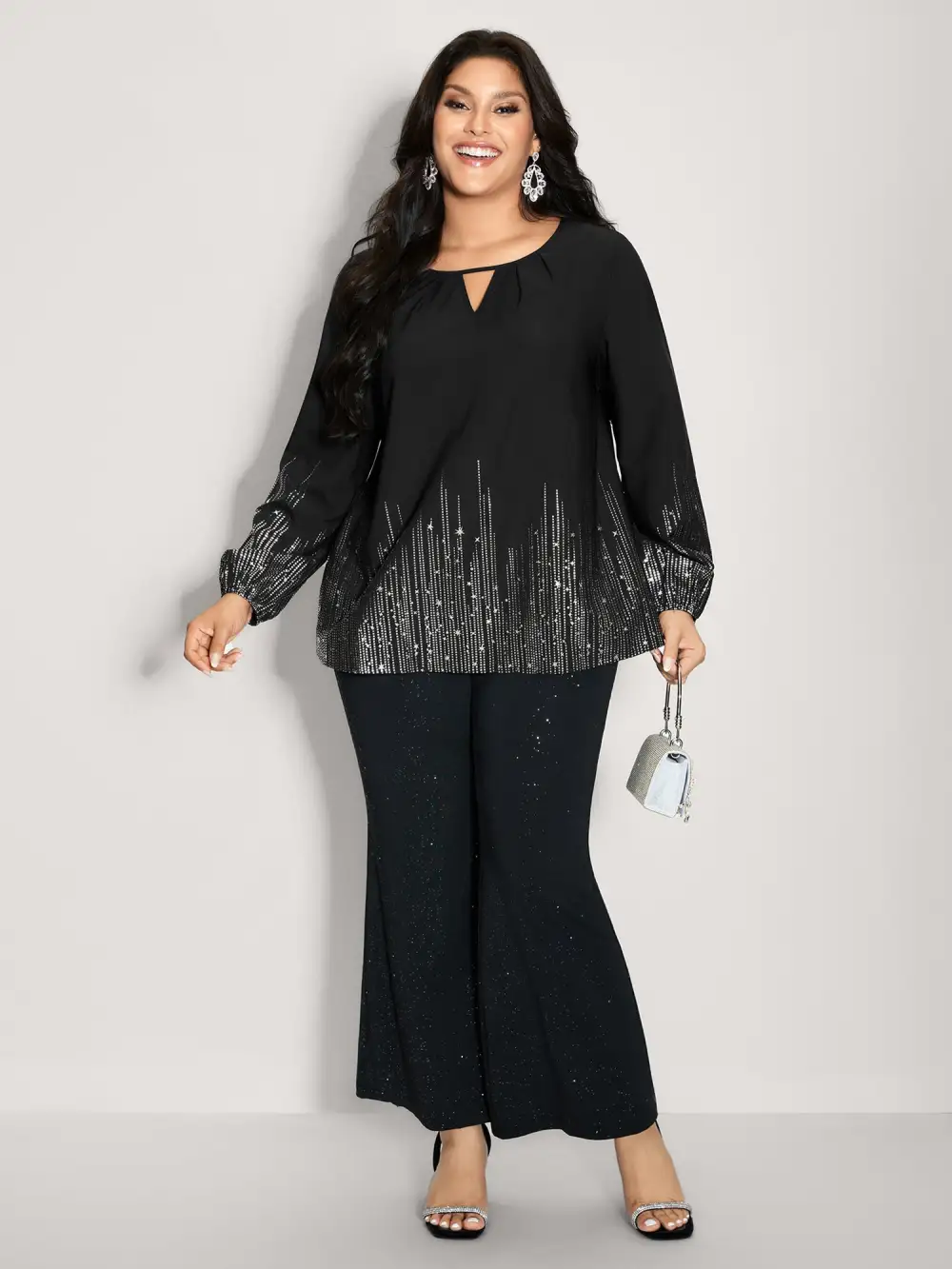 Shiny Silk Two-Piece Blouse